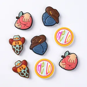 Lot de 8 breloques en PVC pour chaussures style cowboy avec cactus, chapeaux et Hello