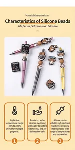 Silicone bead pens with cow patterns, leopard prints and motivational slogans details