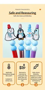 Detailsicht der Silikonstifte mit Schneemann und Pinguin mit Hitzebeständigkeit