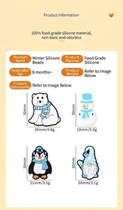 Lebensmittelechte Silikonperlen in Schneemann- und Pinguinform für zahnende Babys