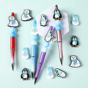 Bastelset für Kugelschreiber mit Silikonperlen im Schneemann- und Pinguin-Design