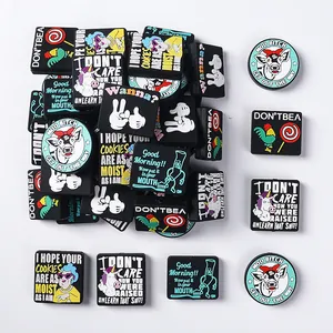 Funny PVC shoe charms for clogs with cartoon patterns and humorous English text