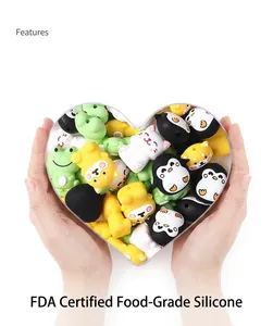 FDA-certified food grade silicone beads in cute cartoon animal shapes for DIY teething toys