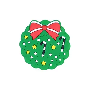 Christmas wreath silicone bead with red bow and stars for festive DIY decorations