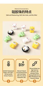 Detail showing silicone cartoon beads with high heat resistance and easy clean properties