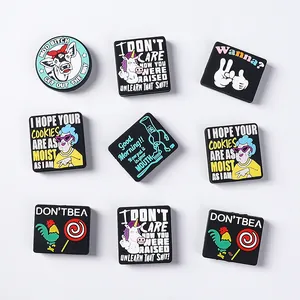 Funny sarcastic quote PVC shoe charms set with colorful 9-piece DIY accessories
