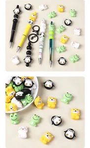 DIY craft kit featuring cute 3D cartoon animal silicone beads on pens and keychains