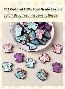 Close-up of FDA certified food-grade silicone nurse uniform beads for DIY pacifier clips