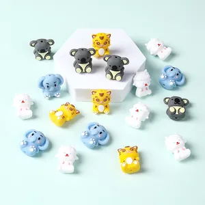 Perles d'animaux en silicone avec koala et éléphant pour anneaux de dentition DIY