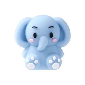 Perle en silicone éléphant bleu clair 3D pour dentition bébé et artisanat DIY