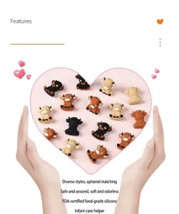 Detail of soft BPA-free food grade silicone highland cow beads for DIY jewelry making