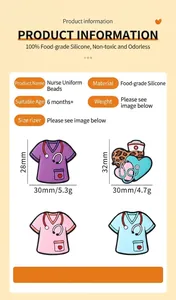 Detail view of food-grade silicone nurse uniform beads with size and weight specs