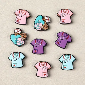 Nurse medical silicone charms set featuring stethoscopes and scrub uniforms for DIY crafts