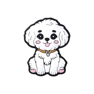 Cute cartoon puppy silicone bead for teething jewelry with star charm and orange collar