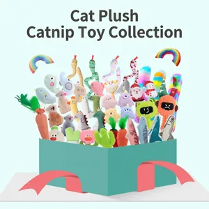 Interactive Plush Catnip Cat Toys For Kittens Chew Resistant Teeth Cleaning Crinkle Sound Cartoon Animal Patterns