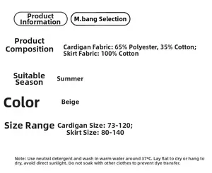 Detailed size chart and fabric composition for girls strawberry summer dress set