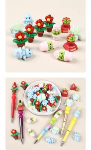 Kit DIY de cuentas de silicona de cactus y bolígrafos personalizados en un bol