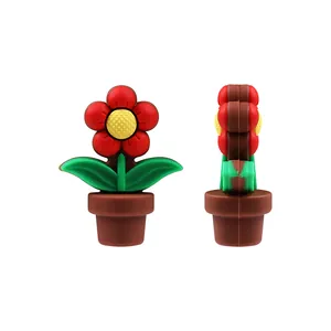 Cuentas de silicona 3D de cactus en maceta para joyería DIY y papelería