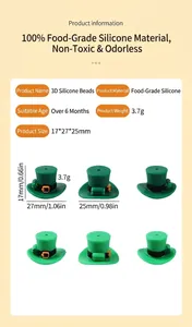 Detailansicht der 3D-Silikon-Glückshutperle Spezifikationen für St. Patrick's Day DIY