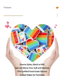 Perline in silicone arcobaleno a forma di cuore in materiale alimentare certificato FDA