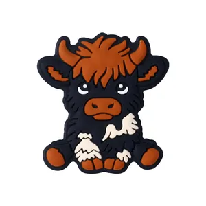 Creative highland cow silicone bead for DIY crafts featuring cute cartoon animal design