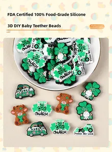 St. Patrick's Day DIY beads set with silicone gnomes, clovers and FDA certified material