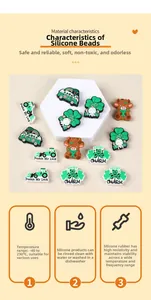 Silicone beads for St. Patrick's Day DIY featuring gnomes and clovers with heat resistance