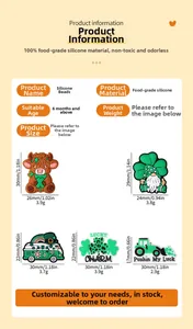 Silicone beads collection featuring St. Patrick's gnomes and green clovers for DIY crafts