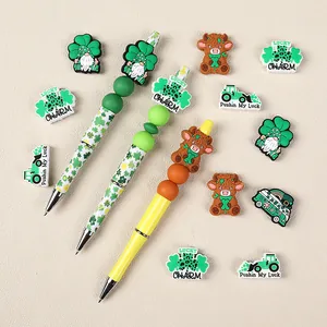 St. Patrick's Day DIY bead pen set with lucky gnomes and shamrock silicone charms