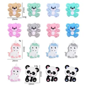 Cartoon animal silicone beads for DIY pacifier chains with size and weight specs