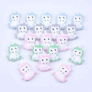 DIY baby pacifier clip accessories featuring colorful silicone cartoon unicorn beads