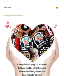FDA-certified soft silicone music-themed shoe charms including piano and radio