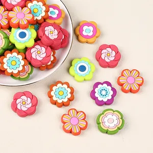 Bohemian Flower Silicone Beads For DIY Jewelry Making Colorful Floral Food Grade Silicone Spacer Beads For Children Handcraft Supplies