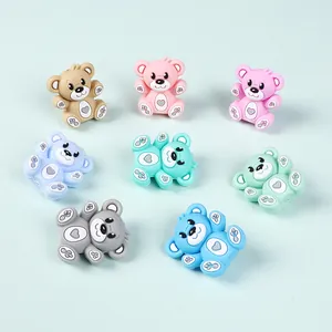 Cartoon 3D Beer Koala Siliconen Kralen Food Grade Zachte Diervormen Voor DIY Sieraden Maken Fopspeenketting Accessoires