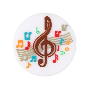 Creative music themed silicone bead charm with colorful notes and treble clef for DIY bracelet