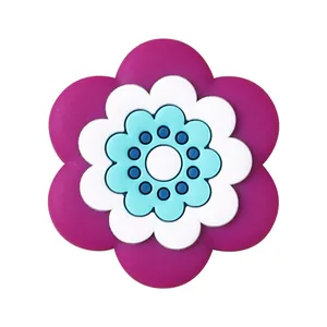 Three-layer Bohemian flower silicone bead with purple, white and blue details