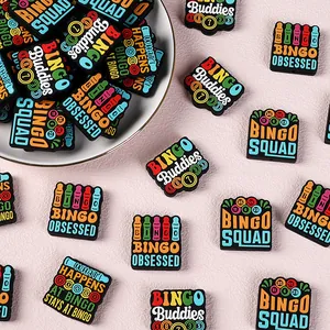 Perle Focali in Silicone a Tema Gioco Bingo per Creazione Gioielli Fai da Te Penne Portachiavi Ciondoli Divertenti Lettere Inglesi