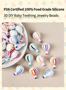 Detail of 3D hot air balloon silicone beads made of 100% food grade FDA silicone
