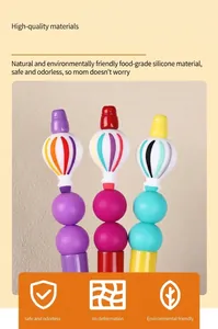 Detail of food-grade silicone hot air balloon bead for DIY baby teethers and crafts