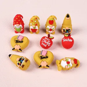 3D Silicone Beads Teacher Appreciation Gift Gnomes Apple Pencil School Theme DIY Focal Beads For Jewelry Making Keychain
