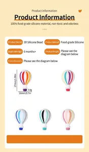 Detail showing 3D hot air balloon silicone beads specifications and dimensions