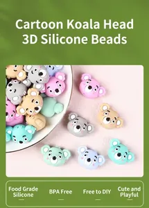 Detailed view of BPA-free food-grade silicone koala beads for DIY jewelry making