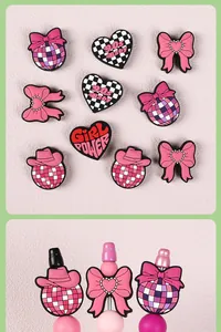 Breloques en silicone rose avec texte 90s Baby et Girl Power pour stylos et sabots