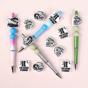 DIY beaded pen set with fishing themes and decorative silicone beads in four colors