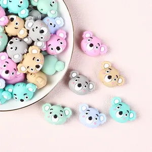 Colorful 3D cartoon koala silicone loose beads for DIY baby pacifier clips and jewelry