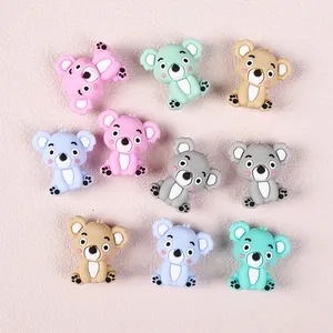 Set of 10 colorful 3D silicone koala beads for DIY jewelry and keychain decoration