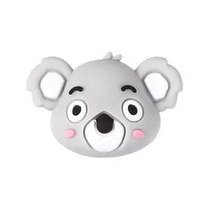 Cute 3D grey koala silicone beads for DIY jewelry making and baby teething accessories
