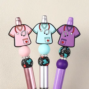 Nurses scrub themed silicone bead DIY pens with stethoscope heart and Scrub Life text