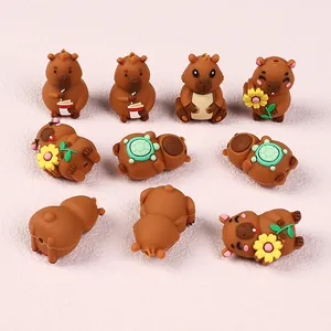 Cuentas de Silicona 3D de Capibara para Hacer Joyas DIY Accesorios de Pulsera Adornos para Bolígrafos Dijes de Animales