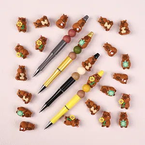 Bolígrafos de Capibara con cuentas de silicona y figuras de personajes de dibujos animados